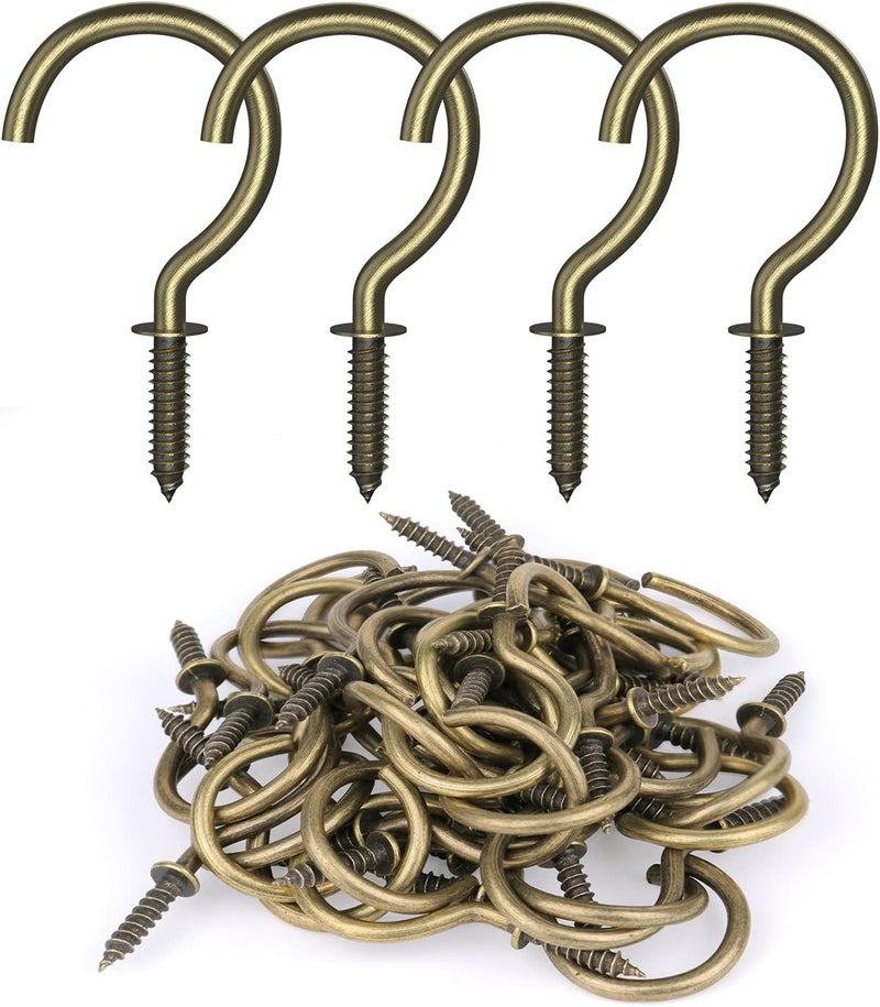 RELBRO Screw Hooks, 1-1/4 Inch Metal Screw in Cup Hooks, Bronze, 50 Pcs - Image 1